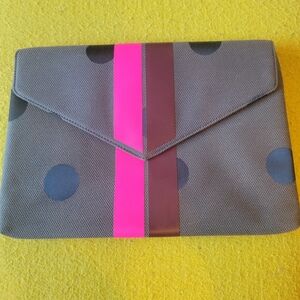 Stella & Dot Gray Clutch with Pink Accents